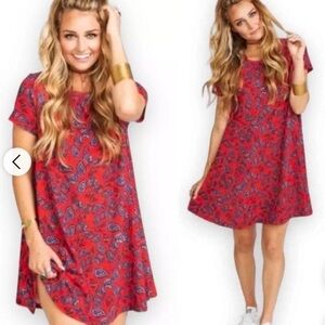 Show Me Your Mumu Women's Red and Blue Paisley Dress Sz L